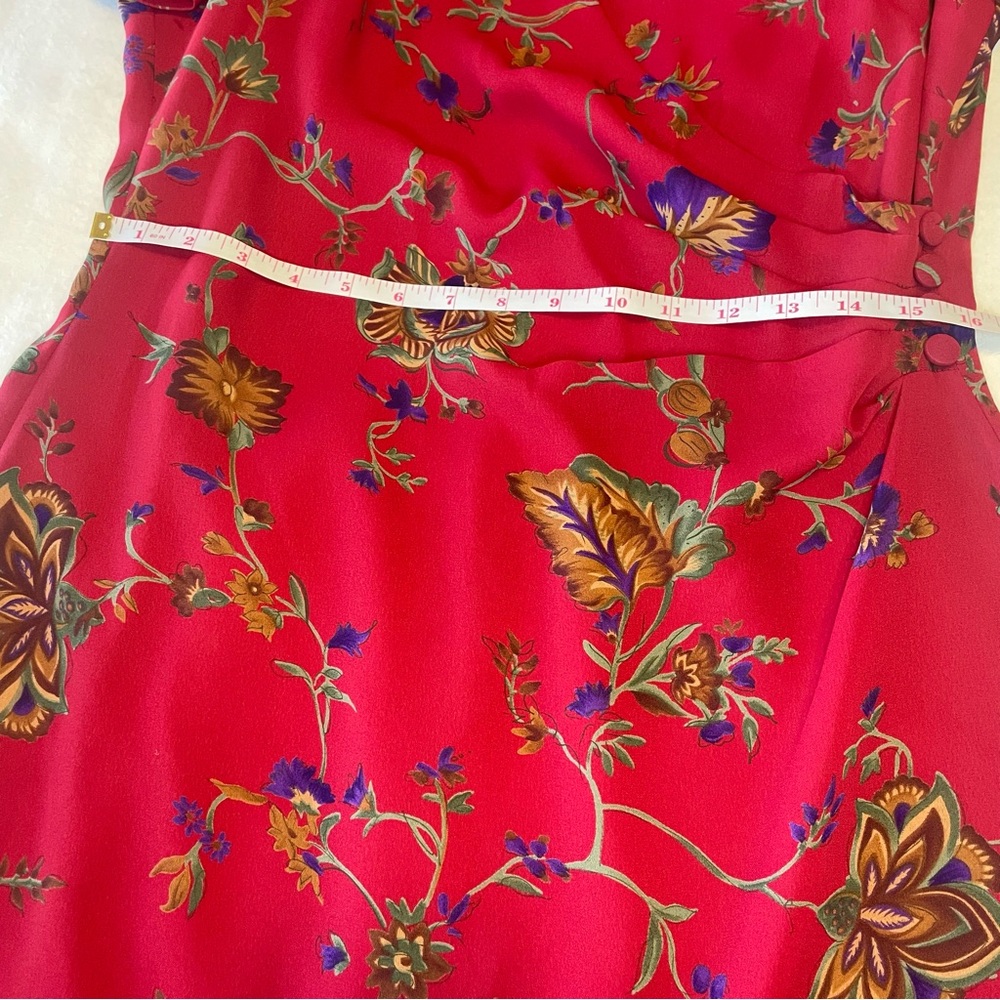 David Warren Vintage 80’s Asian Inspired Red Dress Women’s Size 12 - Picture 9 of 16